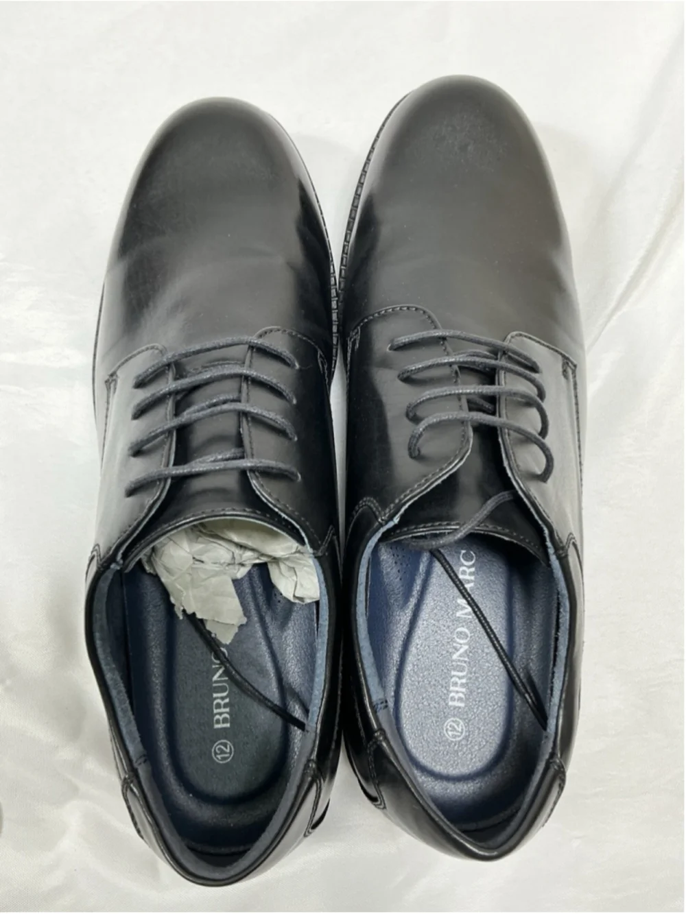 Mens Excelent Bruno Marc Lace Up Oxford Shoes Black Size 12 Block Heel Round Toe